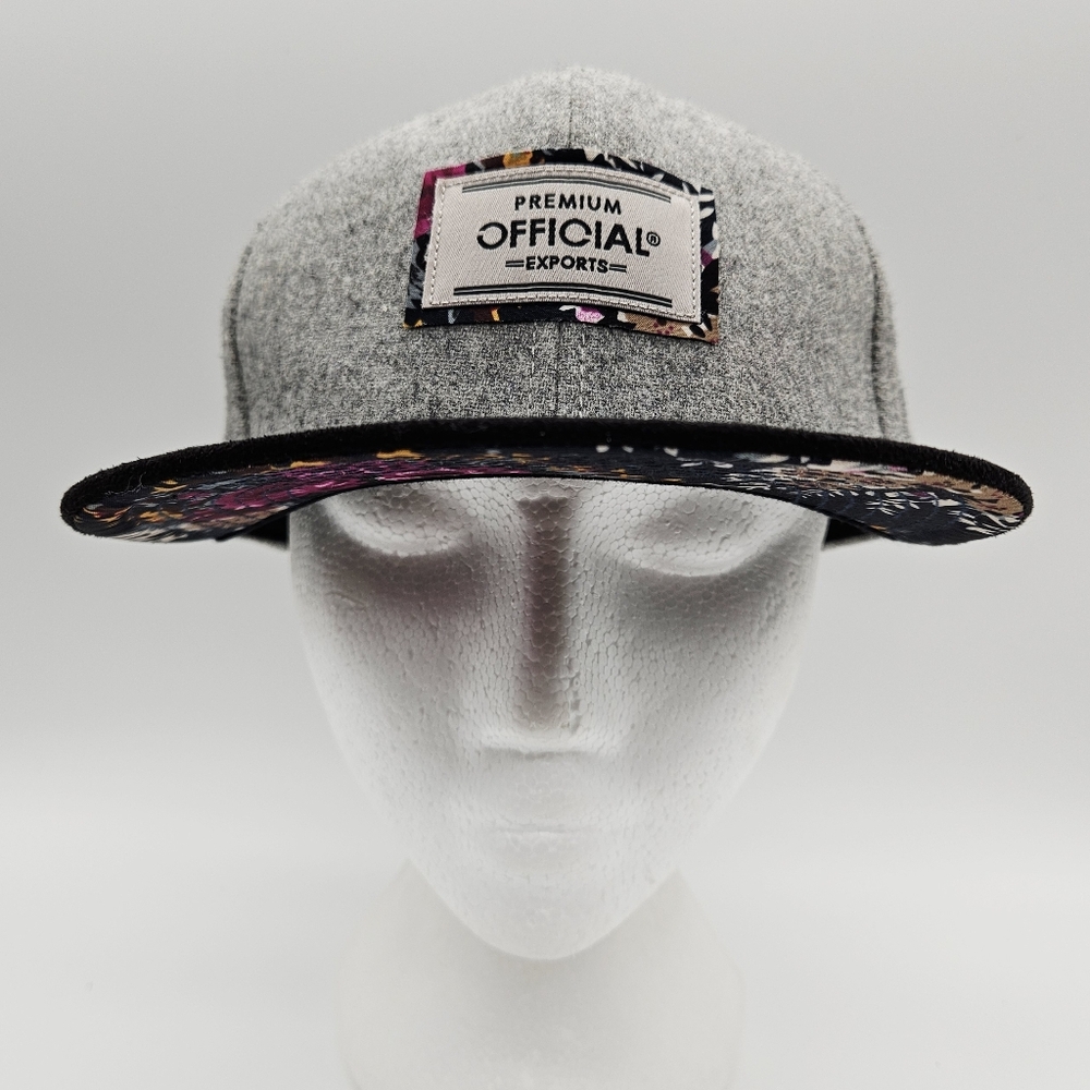 OFFICIAL | wool blend floral detail flat brim adjustable cap hat